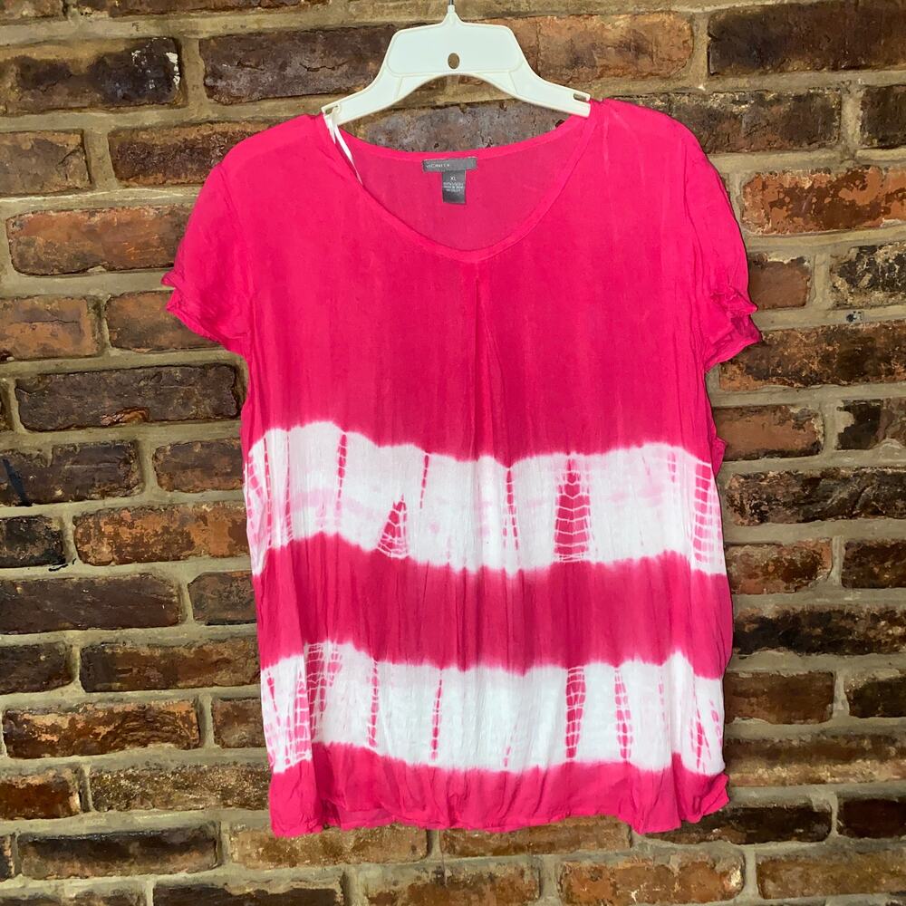 Vicinity Pink White Tie Dye Short Sleeve Top Women's Size XL